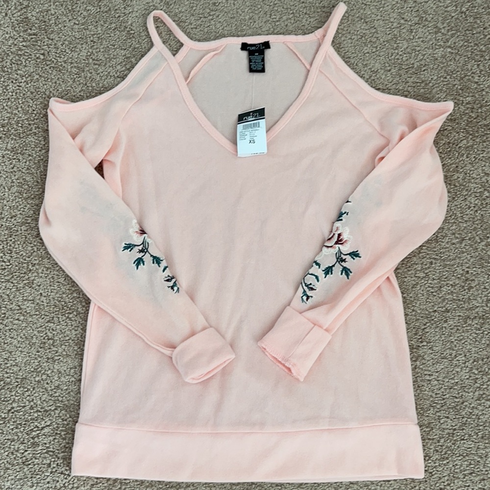 Sweater with embroidered sleeve detail